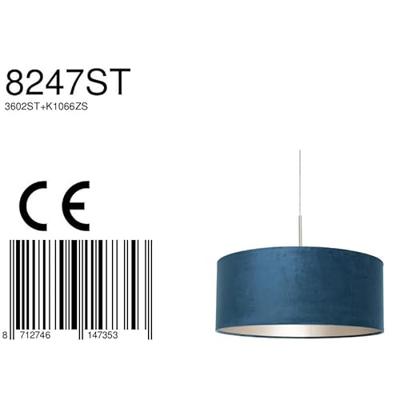 Steinhauer HanglampSparkled met blauw velvet - 8247ST