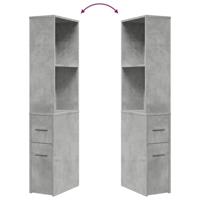 Badkamerkast smal met wielen bewerkt hout betongrijs - thumbnail