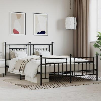 Bedframe met voetbord zonder matras metaal zwart 180x200 cm Bedframe met voetbord zonder matras metaal zwart 180x200 cm
