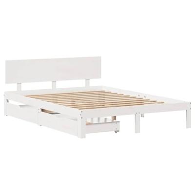 Bedframe met lades massief grenenhout wit 160x200 cm