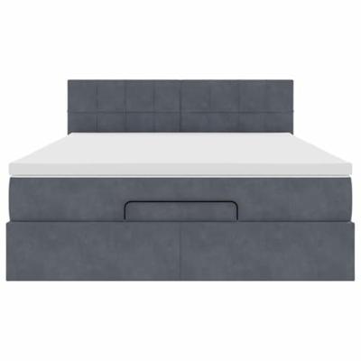 Ottoman bed met matras en LED's 140x200cm fluweel donkergrijs