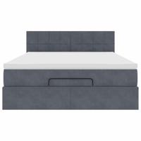 Ottoman bed met matras 140x190cm fluweel donkergrijs - thumbnail