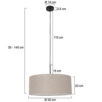 Steinhauer Hanglamp Sparkled light 8155 zwart grijs linnen kap
