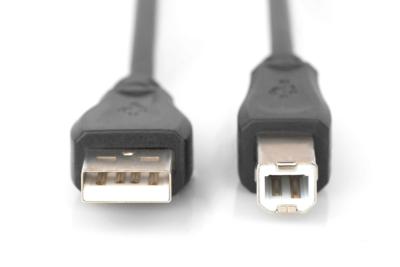 Digitus AK-300105-005-S USB-kabel USB 2.0 USB-A stekker, USB-B stekker 0.50 m Zwart Rond, Afgeschermd (dubbel)
