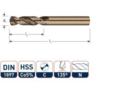 Rotec Izar HSS-Co5 Plaatwerkboor DIN 1897 Cobalt splitp. 3,5 mm - 10 stuk(s) - 1320350