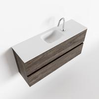 MONDIAZ ADA 100cm toiletmeubel dark brown. LEX wastafel talc midden 1 kraangat - thumbnail