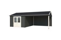 Outdoor Life Octavio Blokhut 700x400 cm 28 mm vuren Carbon Grey-Wit gecoat- Zadeldak- - Outdoor Life - thumbnail