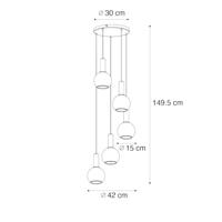 QAZQA Art Deco hanglamp zwart met smoke glas rond 5-lichts - Josje - thumbnail