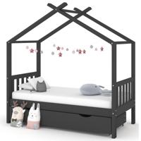Kinderbedframe met lade grenenhout donkergrijs 80x160 cm - thumbnail