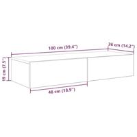 Wandschap met lades 100x36x19 cm bewerkt hout oud houtkleurig - thumbnail