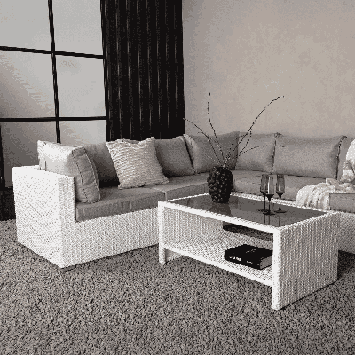 Nohr Loungeset 'Latonda' Met hoekbank en tafel, kleur Wit