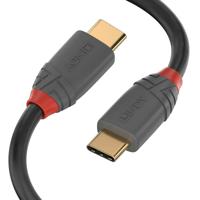LINDY 36901 1m USB 3.1 type C kabel, 5A PD, anthraciet lijn antraciet - thumbnail