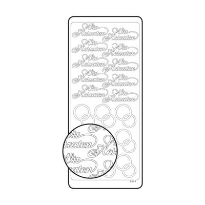Vaessen Creative • sticker 10x23cm 10pcs zilver wir heiraten
