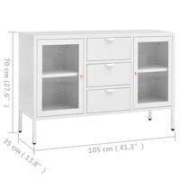 Dressoir 105x35x70 cm staal en gehard glas wit - thumbnail