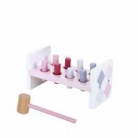 Jipy houten hamerbank + 8 pennen roze - thumbnail