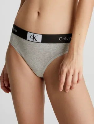 Calvin Klein string dames Retro- Modern Thong - Hoge katoenen dames string - XS - Grijs - XS - XS - XS - XS - XS - XS - XS - XS