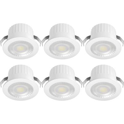 LED Veranda Spot Verlichting 6 Stuks - Brinton Glowix - 3W 260 lm 38D - Helder/Koud Wit 6500K - Inbouw - Rond - Wit - Ø44mm Buitenmaat - Ø32mm Zaagmaat