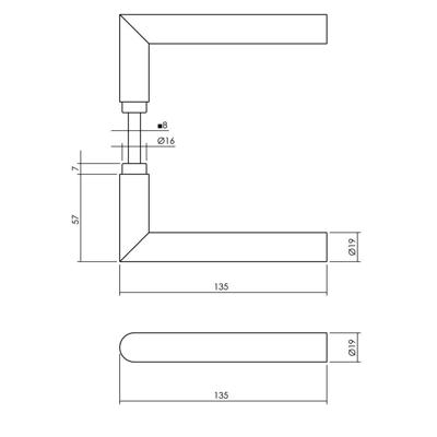 Deurkruk Jura met korte insert structuur zwart