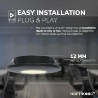 Set van 3 Pavo - Platte LED ipbouwspots met lage inbouwdiepte 12mm - 3 Watt 300 Lumen - 2700K Warm wit - Dimbaar - Rond - Meubelspot - IP44 waterdicht - Zwart - thumbnail