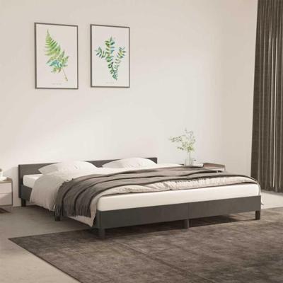 Bedframe met hoofdeinde fluweel donkergrijs 180x200 cm Bedframe met hoofdeinde fluweel donkergrijs 180x200 cm