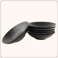 OTIX Diepe Soep Pasta Bordenset 6 Persoons Zwart 19cm Keramiek POPPY - thumbnail