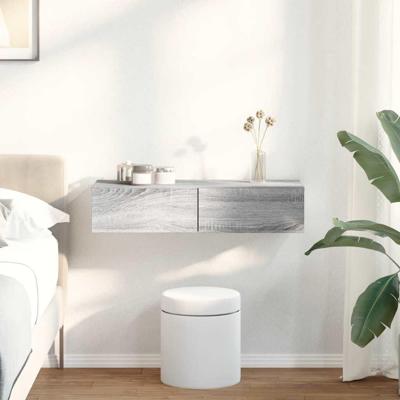 Wandschap met lades 80x33x17 cm bewerkt hout grijs sonoma eiken Wandschap met lades 80x33x17 cm bewerkt hout grijs sonoma eiken