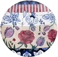 Heinen Delfts Blauw wandbord keramiek zeven rozen 26.5cm delfts blauw - thumbnail