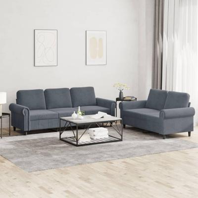 2-delige Loungeset met kussens fluweel donkergrijs