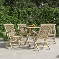 Tuinstoelen inklapbaar 4 st 56x61x89 cm massief teakhout grijs - thumbnail
