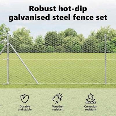 VidaXL Afrasteringspaal zilver 10 x 1,4 m (50 mm gaas) staal