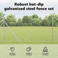 VidaXL Afrasteringspaal zilver 10 x 1,4 m (50 mm gaas) staal - thumbnail