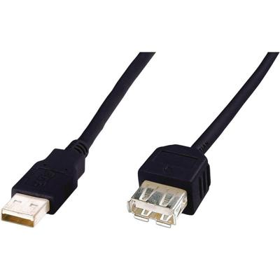 Digitus AK-300202-030-S USB-kabel USB 2.0 USB-A stekker, USB-A bus 3.00 m Zwart