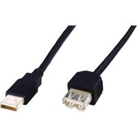 Digitus AK-300202-030-S USB-kabel USB 2.0 USB-A stekker, USB-A bus 3.00 m Zwart - thumbnail