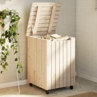 Wasmand met wielen RANA 45x45x64 cm massief grenenhout - thumbnail