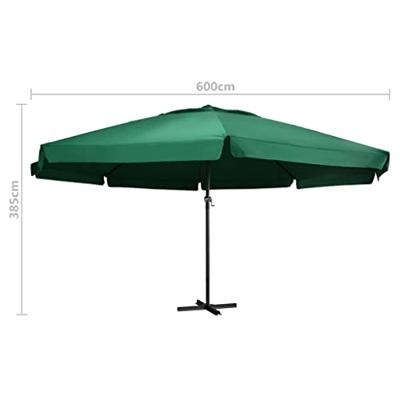 VidaXL Parasol met aluminium paal 600 cm groen