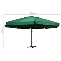 VidaXL Parasol met aluminium paal 600 cm groen - thumbnail