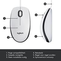 Logitech M100 Muis Kabelgebonden Optisch Wit 3 Toetsen 1000 dpi - thumbnail