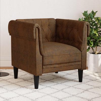 Fauteuil Chesterfield-stijl stof bruin Fauteuil Chesterfield-stijl stof bruin
