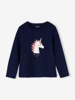 Shirt met konijnmotief en sierstrik voor meisjes marineblauw - thumbnail