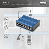 Digitus DN-651120 Industrial Ethernet Switch 10 / 100 / 1000 MBit/s IEEE 802.3af (12.95 W), IEEE 802.3at (25.5 W) - thumbnail