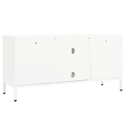 Tv-meubel 105x35x52 cm staal en glas wit