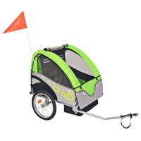 VidaXL Fietstrailer 30 kg grijs en groen - thumbnail