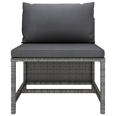 5-delige Loungeset met kussens poly rattan grijs