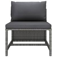 5-delige Loungeset met kussens poly rattan grijs - thumbnail