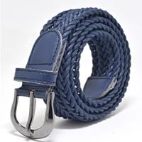 Womens korte gebreide Candy kleuren vlecht riem vrouwelijke gordel voor jurk Riemlengte: 105-110cm (blauw) - thumbnail