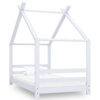 Kinderbedframe massief grenenhout wit 80x160 cm - thumbnail