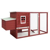 VidaXL Kippenhok met nachthok hout rood - thumbnail