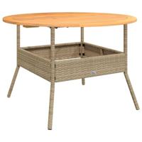 Tuintafel met acaciahouten blad Ø110x71 cm poly rattan beige - thumbnail
