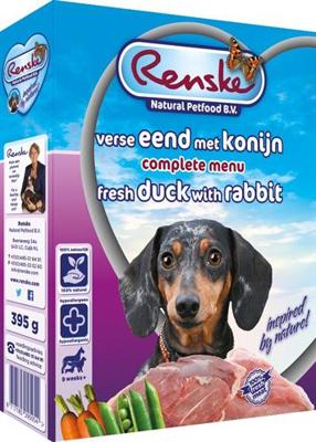 Renske vers gestoomd eend met konijn natvoer hond (tetra) 1 tray (10 x 395 g) Renske vers gestoomd eend met konijn natvoer hond (tetra) 1 tray (10 x 395 g)