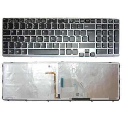Notebook keyboard voor Sony SVE15 SVE17, backlit, zwarte toetsen met grijs frame, UK-Versie
